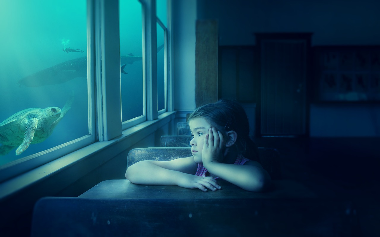 Girl at aquarium
