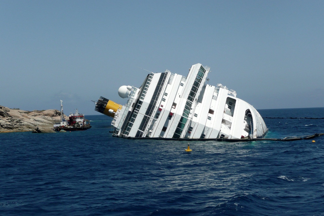 Sinking cruise ship