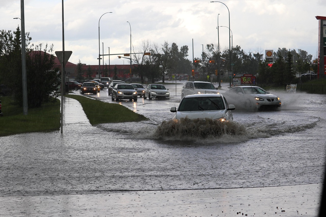 Cars in flood water