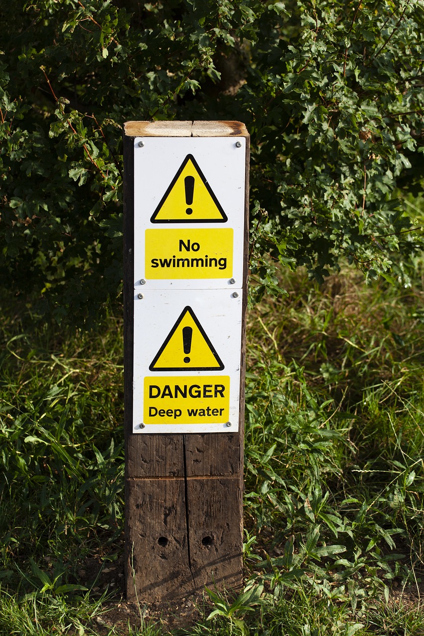 No swimming warning sign